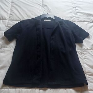 Zara dark blue t shirt w/ buttons